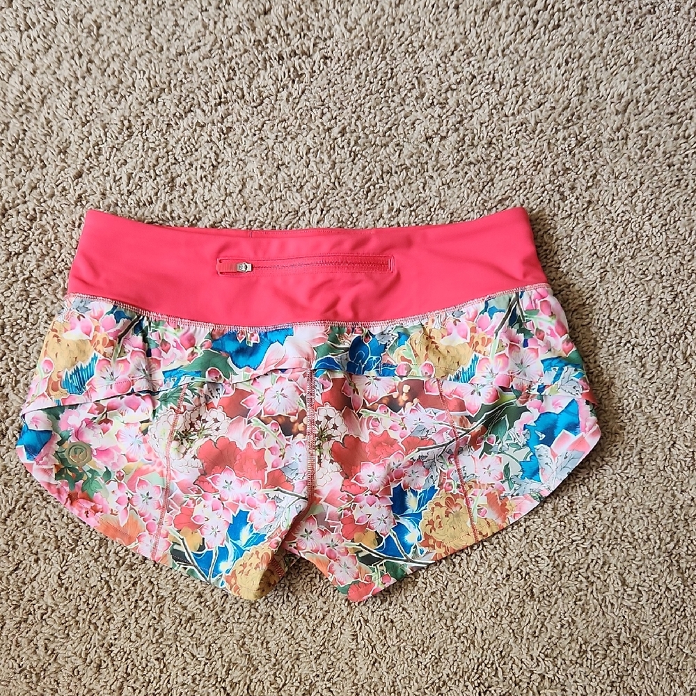 lululemon athletica Pink Floral Athletic Shorts